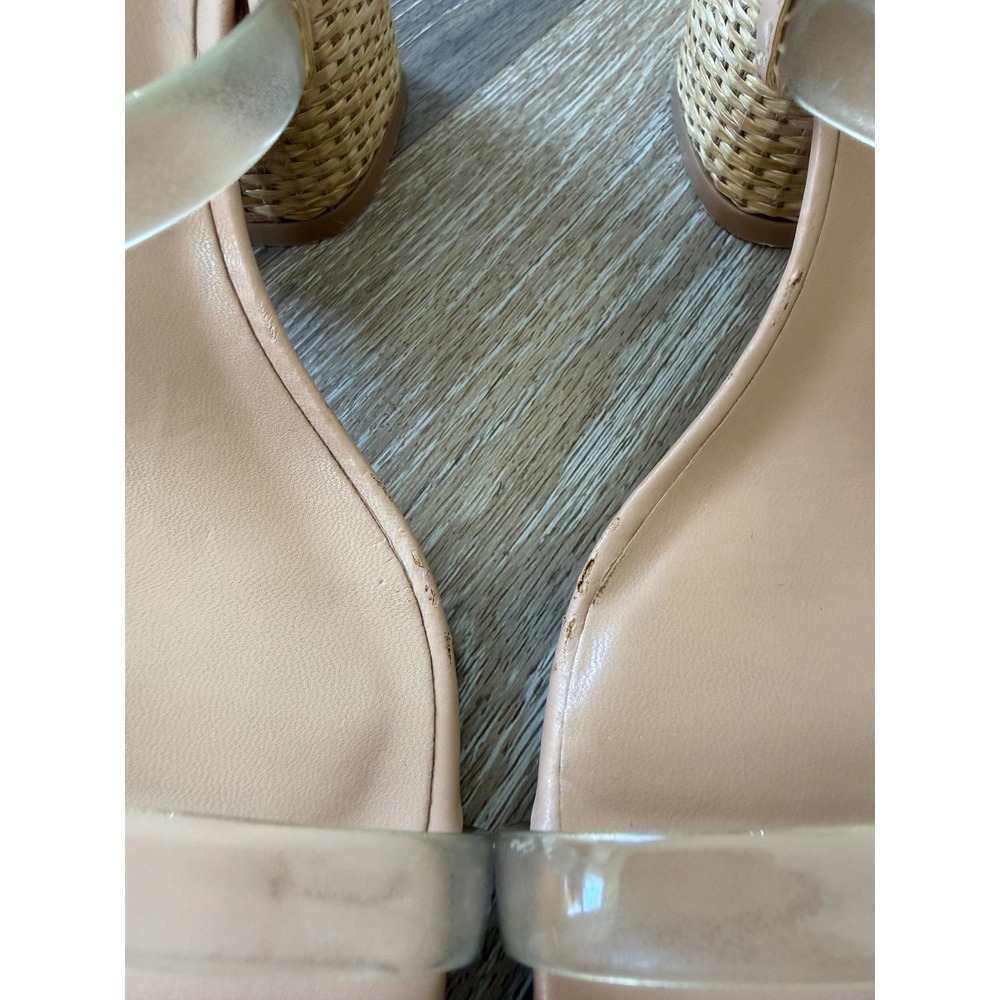 A New Day Womens Tan Clear Jelly Strap Raffia Block Heel Slide Sandals Size 7 - Picture 3 of 7